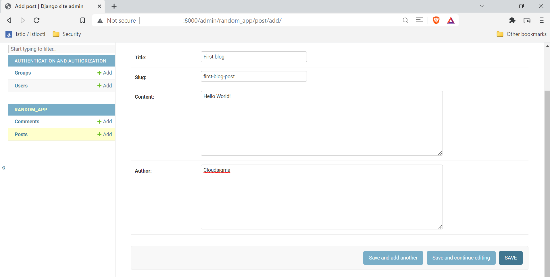 Views in Django Add Post