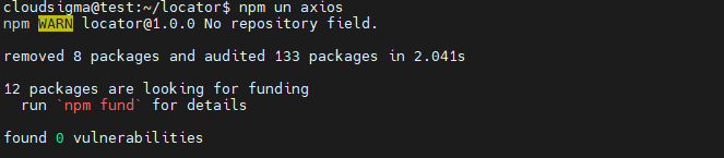 Uninstall axios