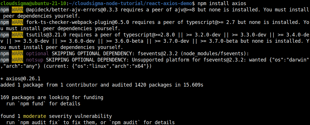 npm install axios