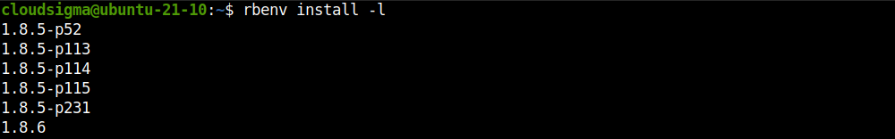 rbenv install -l