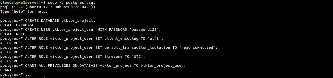 Exit the PostgreSQL interactive shell