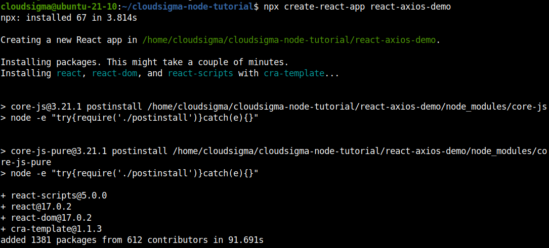 npx create-react-app