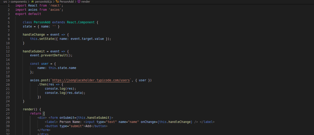 Axios React code screenshot 3