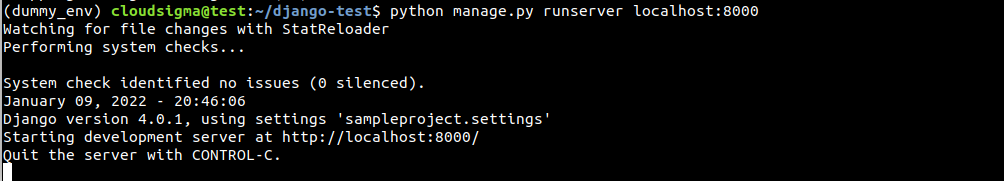 python manage.py runserver