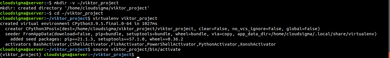 activate the virtual environment
