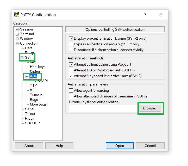 Private key for authentication