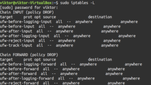 list rules as table iptables
