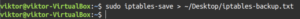 iptables rules export