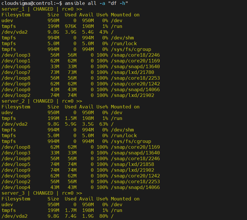 Ansible all df cmd