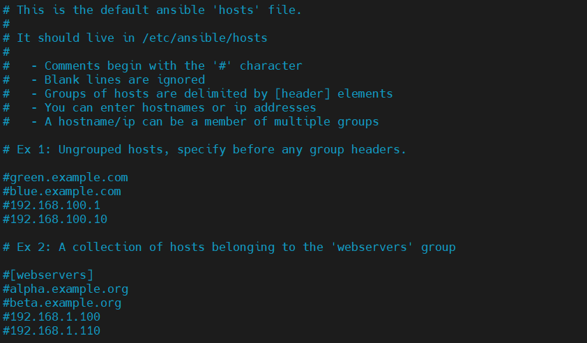 Ansible hosts file
