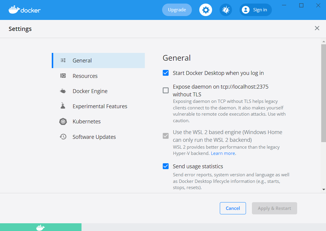 Docker Settings Kubernetes with Helm