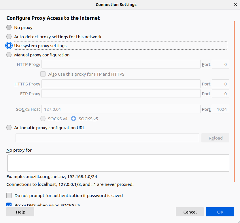 Routing firefox reverting proxy conf