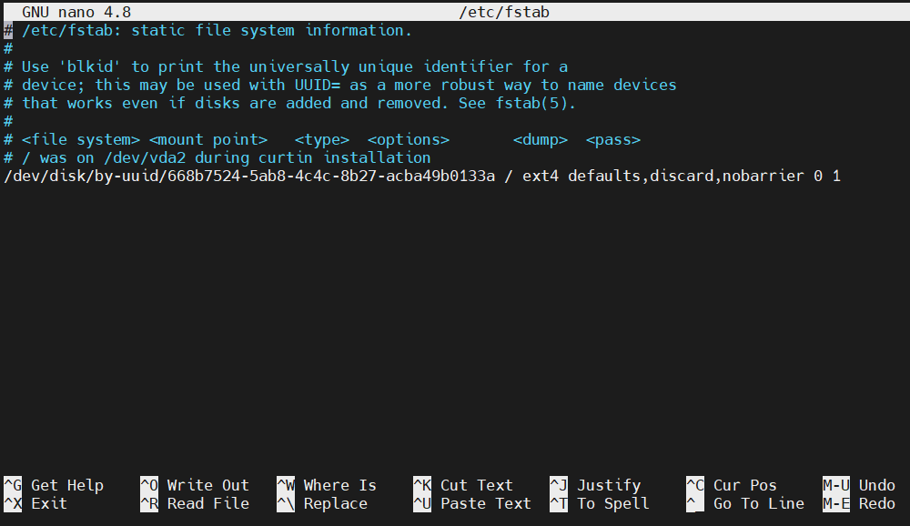 fstab file