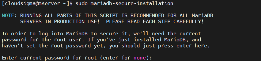 Mariadb Secure Installation