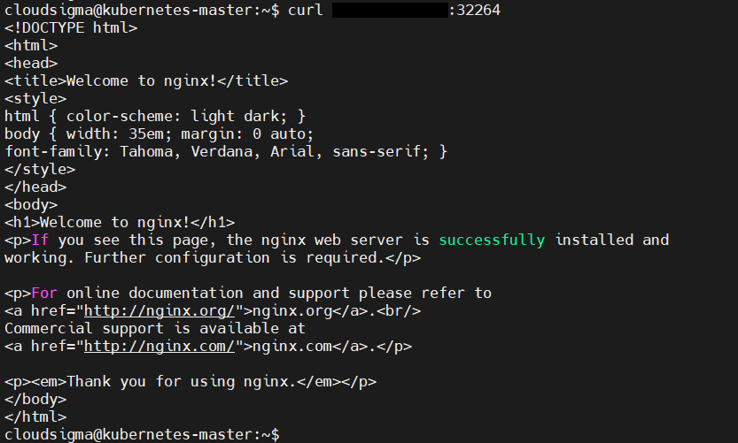 Curl Nginx Svc