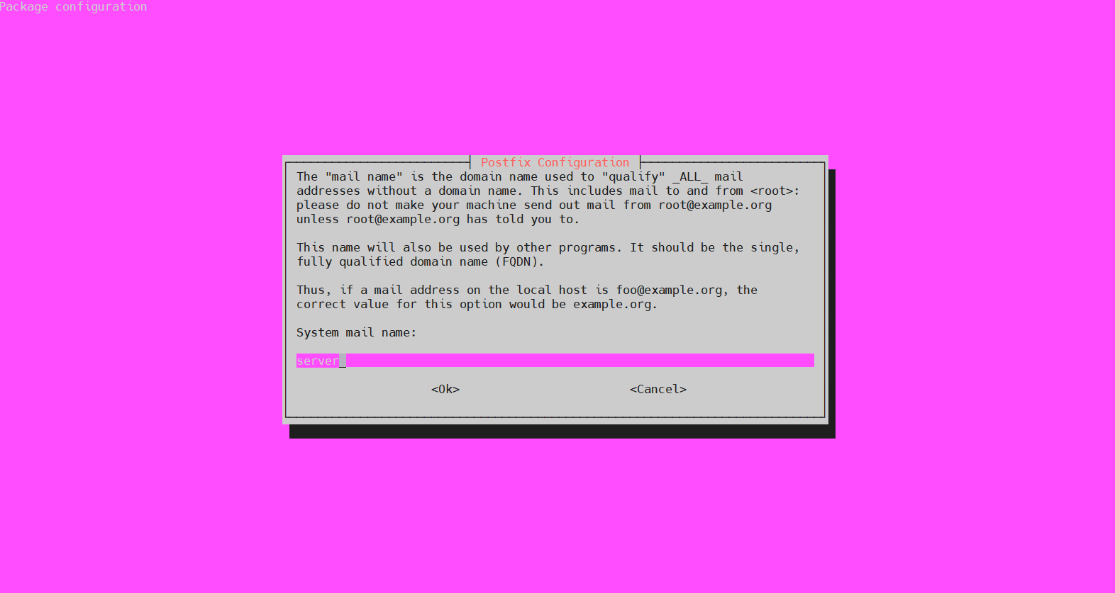 Mail Name Config