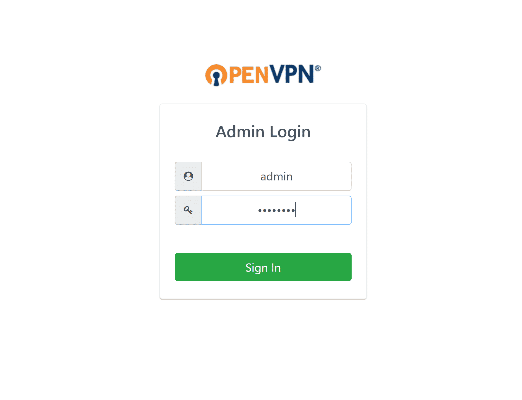 PenVPN LogIn Screen