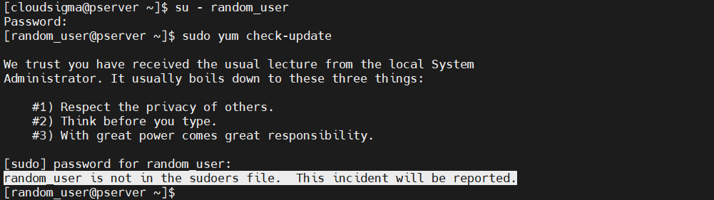Users on CentOS Sudo Privilege
