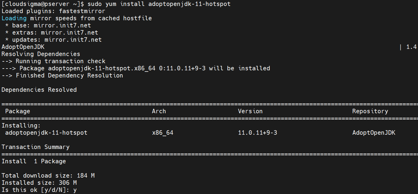 yum Install adoptopenjdk hotspot
