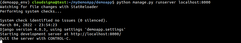 python manage.py runserver