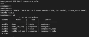 create table with temporary_role