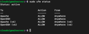 Apache Server firewall status
