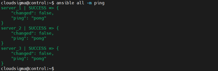 Ansible ping all