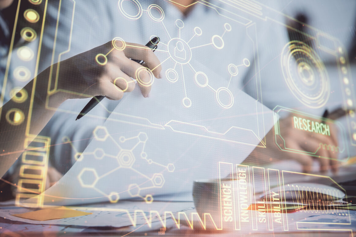 Double Exposure Data Theme Sketch Drawing People Writing Background Concept Technology 1163x775