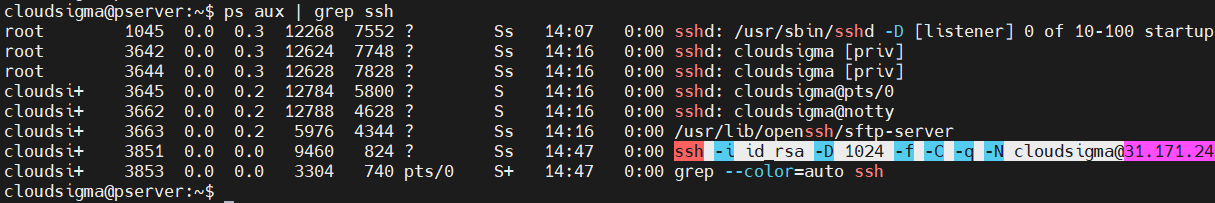 Routing grep ssh