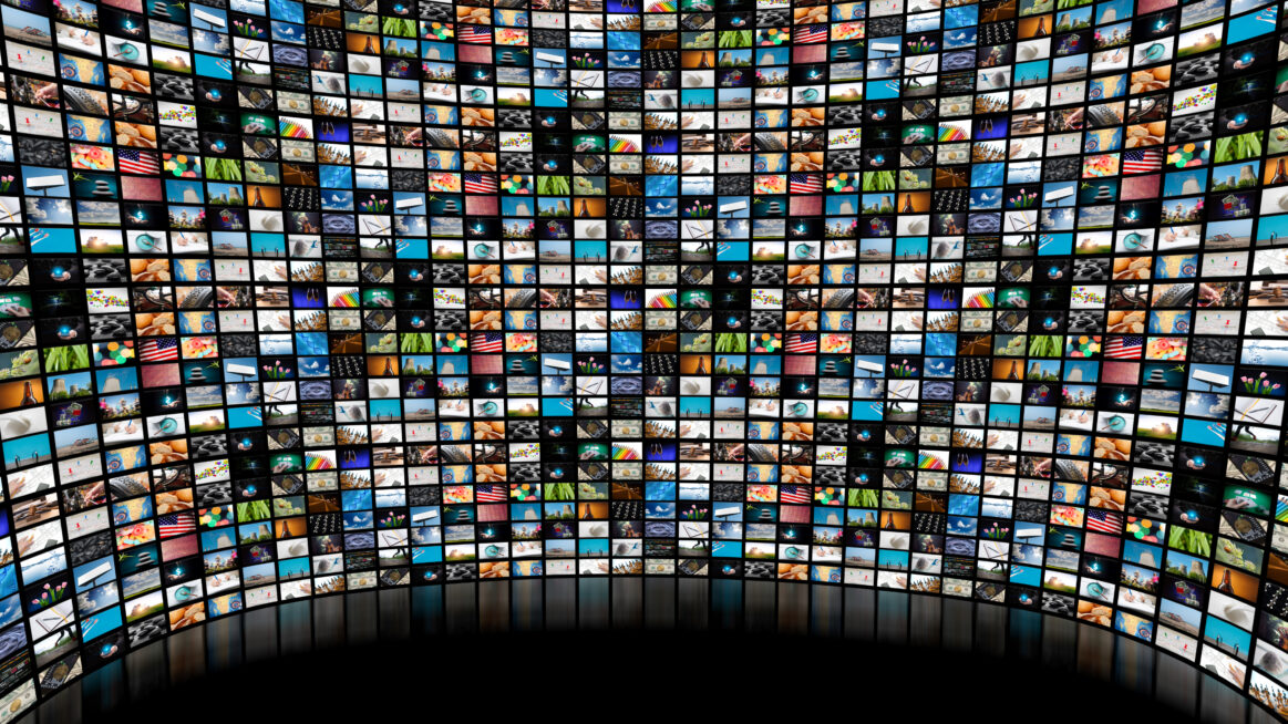 Image Large Screen With Many Channels Blank Black Background 1163x654
